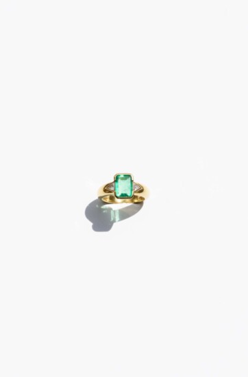 Jones & Co. 18K Art Deco Emerald and Diamond Ring - $6,200