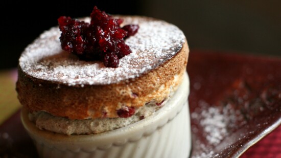 A mouthwatering cranberry and champage souffle, perfect for Mother's Day.