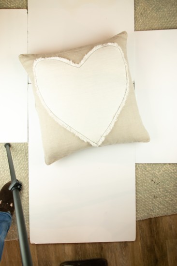 Heart-Stitched Pillow, $110 
