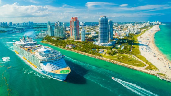 Cruise ship Symphony of the Seas in Miami, Florida - the largest cruise ship in the world.