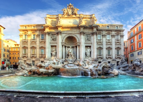 The Trevi Fountain dates back to ancient Roman times, since the construction of the Aqua Virgo Aqueduct in 19 B.C., that provided water to the Roman baths.