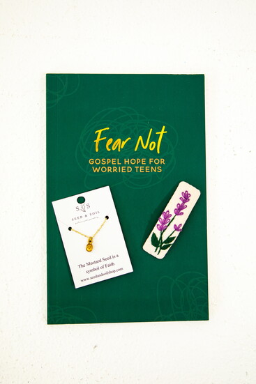 Mustard Seed Necklace, Teen Devotional, & Embroidered Hair Clip