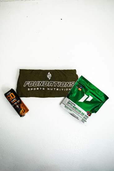 JOCKO Natural Energy Drink, 1st Phorm Greens Powder, & Foundations Merch