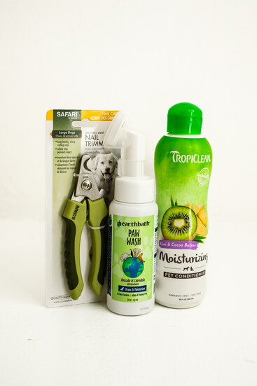 Tropiclean Pet Conditioner, earthbath Paw Wash, & Nail Clippers