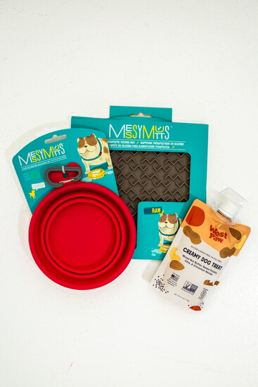 Messy Mouth's Slow Feeding Mat & Portable Dog Bowl with West Paw Dog Treat