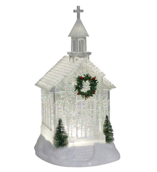 LED Glitter Church with Swirling Glitter (6-hour timer)