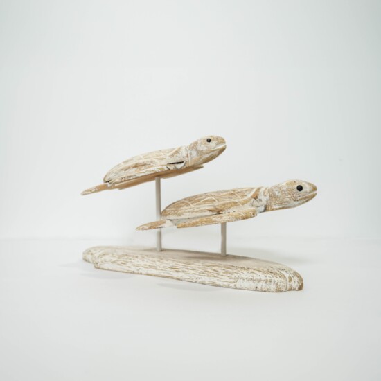 Hand-carved driftwood turtles bring good luck!
