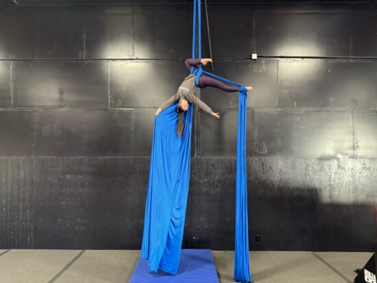 Flip and Twist Adults Silks classes located at 4919 Windplay Dr.