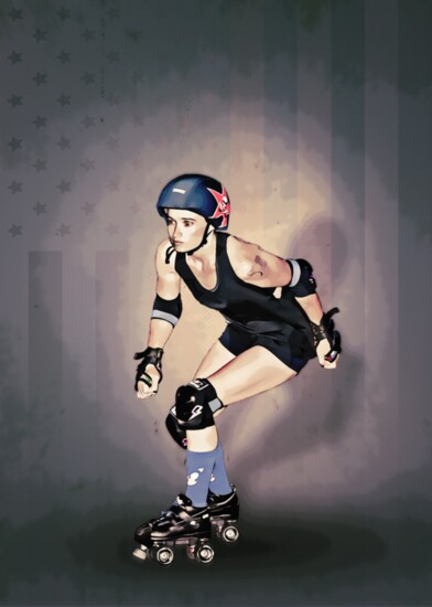 "Jammer" with Conroe Cutthroats Roller Derby Team  - Photo by Dennis Chernuv 