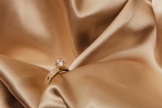 Show how much you love her with the Uliana 14K Yellow Gold Wide Band Diamond Engagement Ring. 