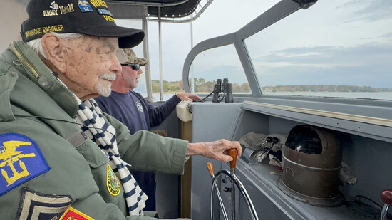 WWII veteran Otis Branon. Otis recently traveled to Maryland to pilot the P-520 crash boat, which he piloted in the Pacific during WWII. 