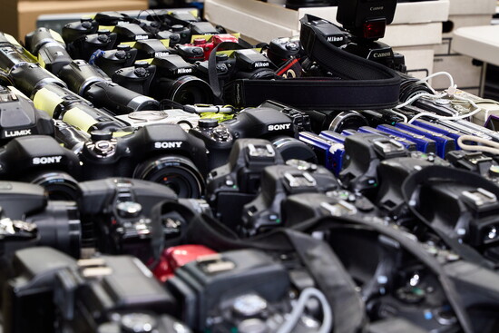 Cameras waiting to be recycled