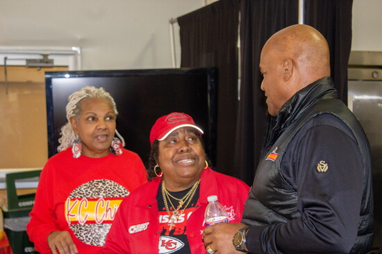 Betty Brown, middle, with Neil Smith, right