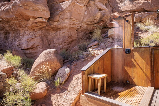 Shower privately outdoors