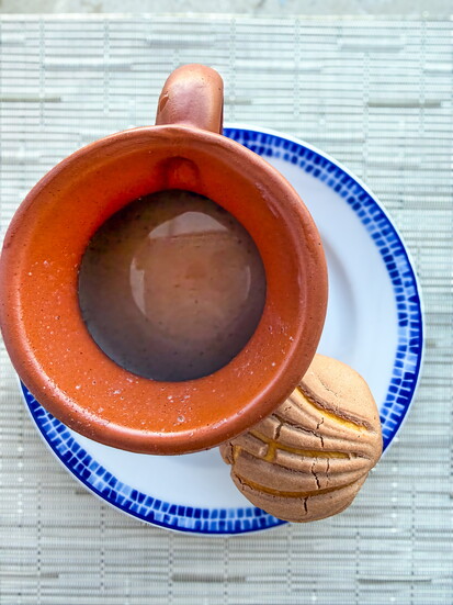 Mexican Conchas and Hot Chocolate; a perfect start to any day.