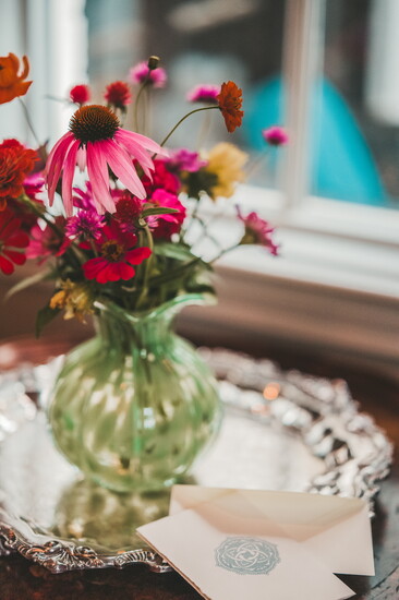 Antique monogram, letterpressed onto a folded Arturo notecard with deckled edges. By @keycirclepress.