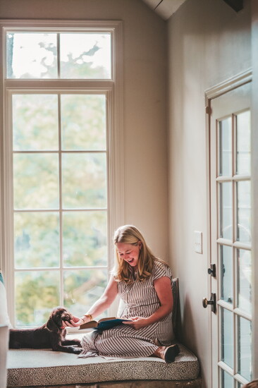 Amy with her playful Pudelpointer, Weezie.