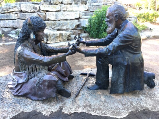 The 1847 treaty between the Comanche Nation and the settlers in Fredericksburg was concluded with the sharing of the peace pipe between town founder John Meuseb