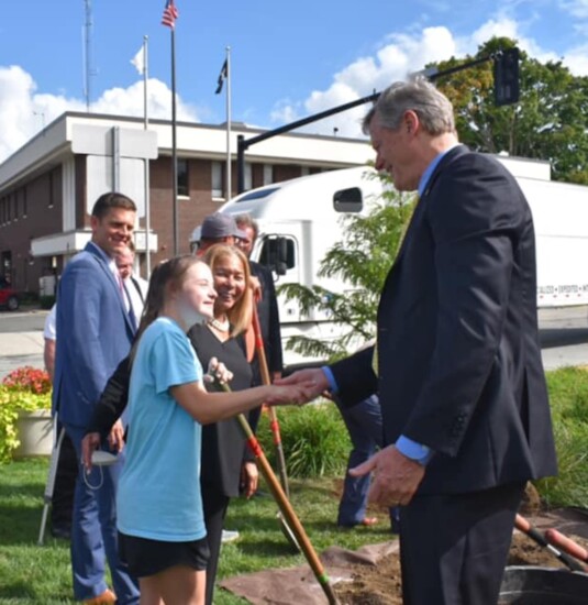 Governor Baker planting the 30,000 tree 