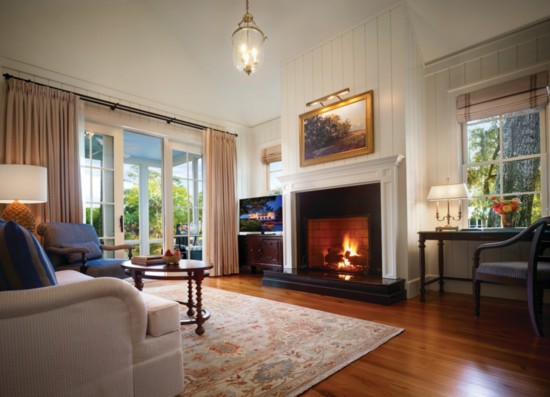 The in-room fireplace offers an at home feel