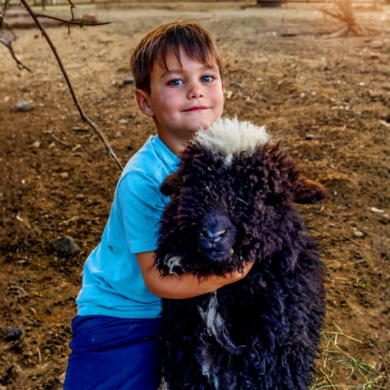 Leo with his favorite sheep, Pepper. Photography by Preserving Euphoria.