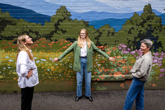 Dogwood Arts staff, Emily Curren, Raina Weber, Executive Director Sherry Jenkins. Photo: Shawn Poynter  