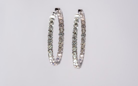Diamond earrings, 6.5 carat total diamond weight
