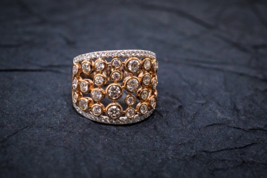 Two-toned 14K white and rose gold diamond ring