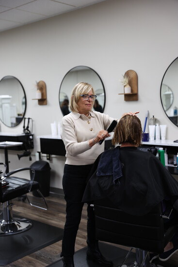 Jane styling a long-time client