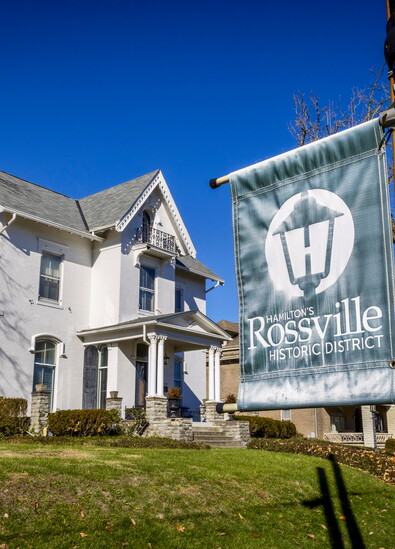 Find expansive porches, ornamental woodwork + carriage houses in Hamilton’s Rossville neighborhood. 