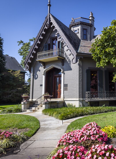 The Lane-Hooven House was built in 1863 by builder James Elrick for industrialist + philanthropist Clark Lane. It now houses the Hamilton Community Foundation.