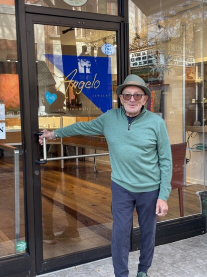 Lee Marraccini in front of Angelo Jewelry. Photo Credit: P. Perugi Marraccini