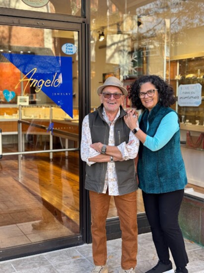 Lee and Pam Marraccini outside of Angelo Jewelry. Photo Credit: James Lisowski. 