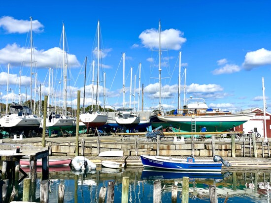 A boatyard in Rockland Harbor, Penobscot Bay. 