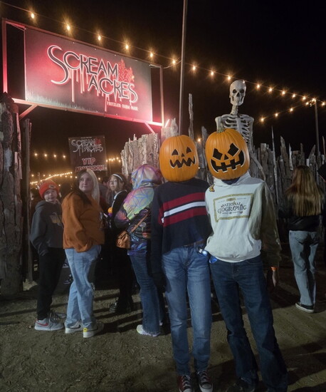 Attendees enjoying the terrifying expansion of the haunted corn maze, Scream Acres. Photo: Annie Legner