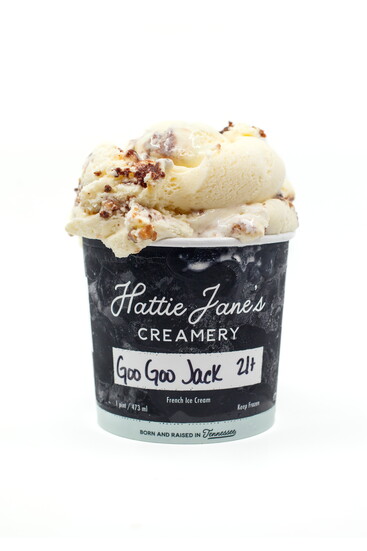 Hattie Jane's Creamory-Goo Goo & Jack Goo Goo candy, fudge.,and caramel ripple, feat. Jack Daniels No.7