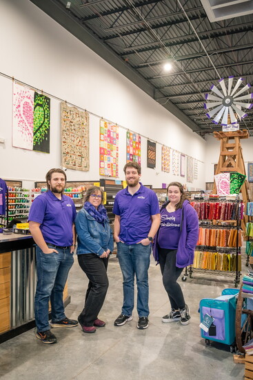 Mark Thayer (Video Editor), Cathy Thayer (CEO), Jacob Whalen (Owner), Maggie Thayer (Longarmer)