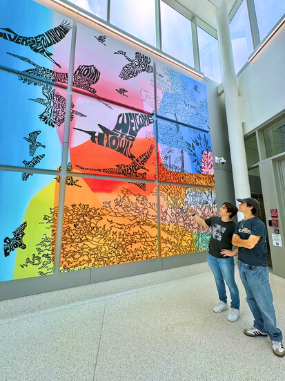 “Uniquely Houston,” at IAH Houston George Bush Intercontinental Airport Gate D-5, is a collaborative work by Marlo Saucedo and an artist and poet.