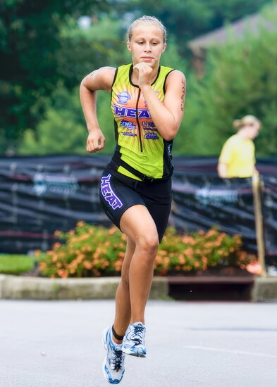 Kalie Carter Brown starts the run leg of the triathlon.