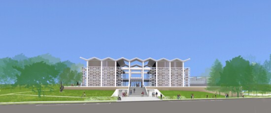 Rendering of new building (east entrance) - courtesy of the Metal Museum