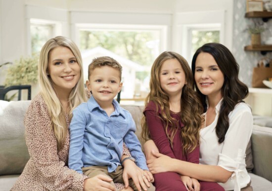 Hello, Nanny! co-owners Stephanie Fornaro (left) and Marie Mouat, with their own children. 