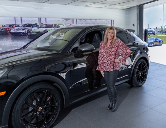 Our own Karyn Slovin and the Porsche Cayenne Turbo GT 