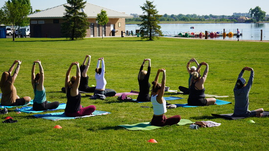 Free yoga in the park. Kids are welcome! Photo credit - Town of Windsor.