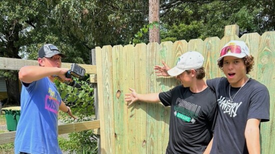 A few of White's Chapel Methodist Church's Youth Ministry helping make home repairs, L-R David Hill, Graham Steffer, Luke Hall.