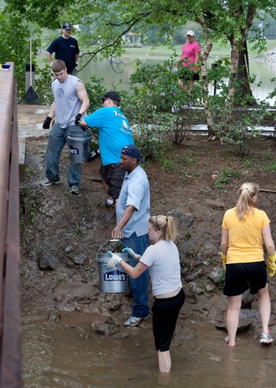 Thousands of volunteers helped to clean up after the flood of 2010.