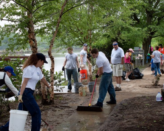Memorial Park required extensive clean-up efforts following the flood of May 2019.