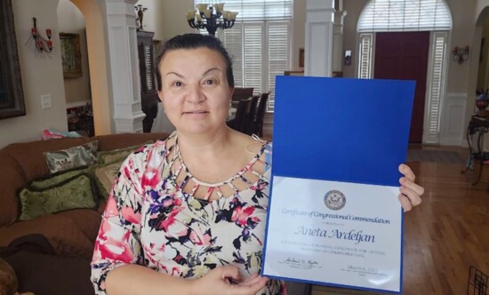 Aneta and her Certificate of Congressional Commendation