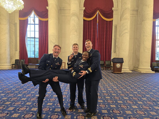 Crew of 6553 LT lan Hopper, LT Blair Ogujiofor, and AMT2 Seth Reeves 