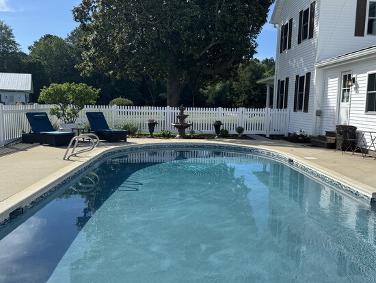 Heated salt water treated pool at Inn at Tabbs Creek. Photo Credit: Inn at Tabbs Creek.