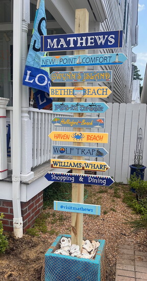 Sign in Mathews. Photo Credit: Kat Larkin.
